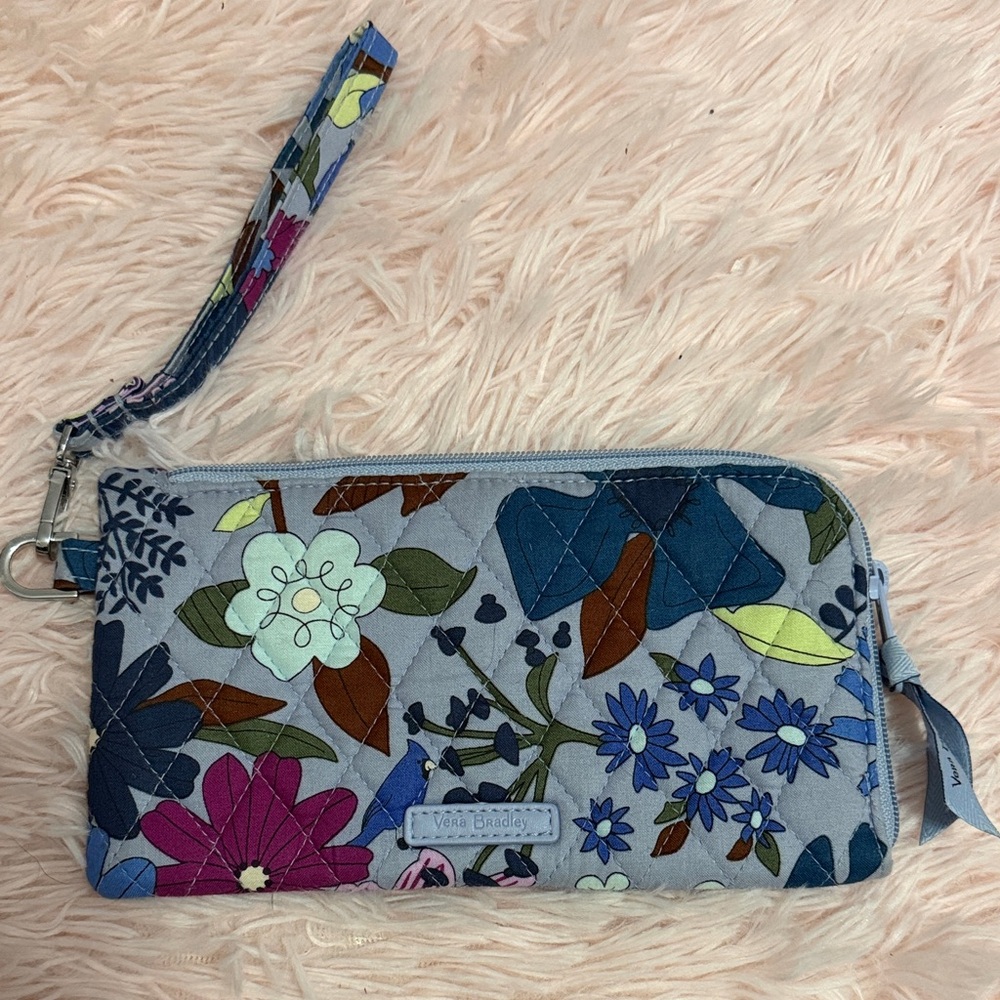 Vera Bradley Blue Floral Quilted Wristlet